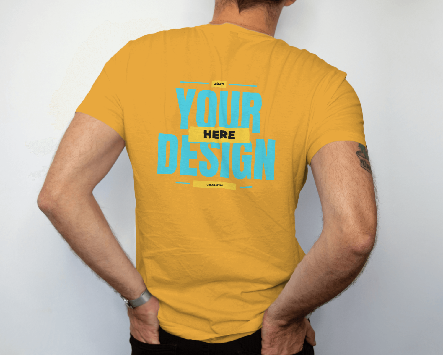 Men's Customized Back print T-shirt - Yellow